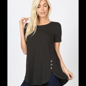 New Zenana Premium black side button SS tunic